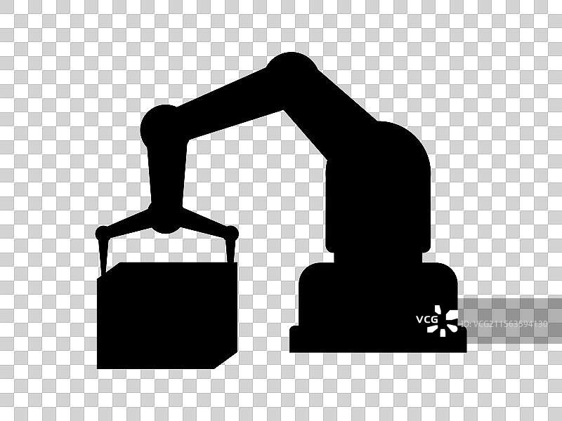 机器人手臂的剪影握着纸箱图片素材