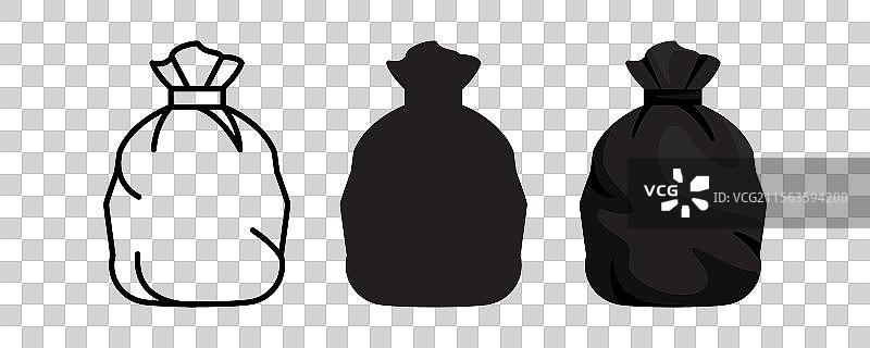 黑色垃圾袋图标集 塑料袋图片素材