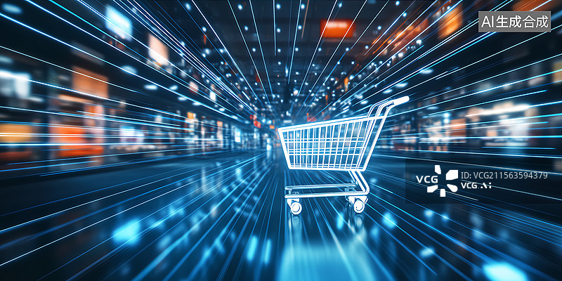 【AI数字艺术】购物节购物车主题场景图片素材