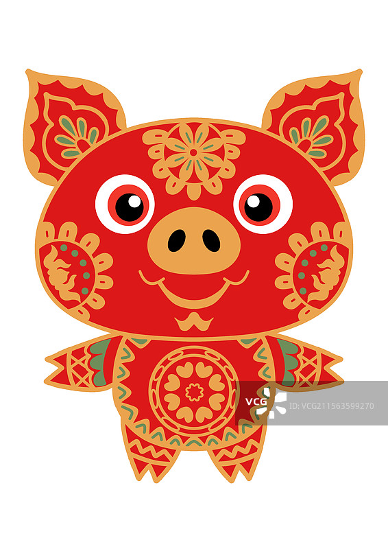 国潮插画 生肖猪图片素材