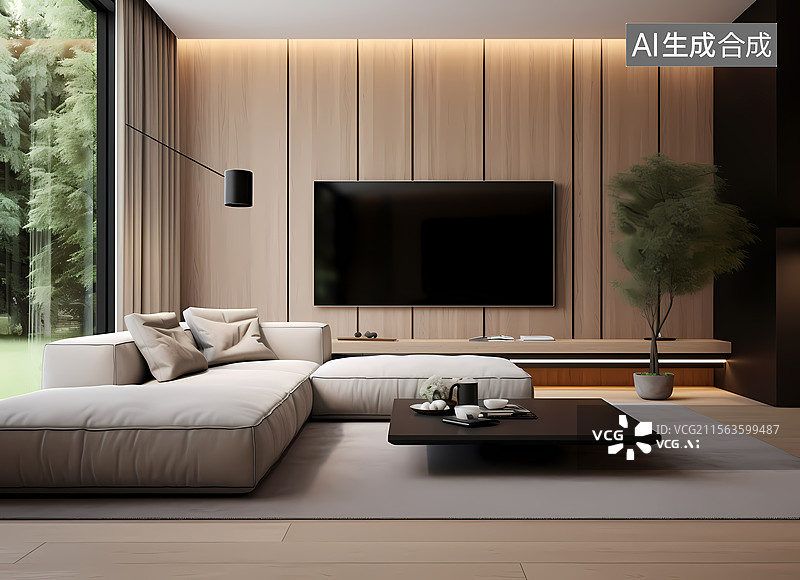 【AI数字艺术】现代极简客厅设计图片素材