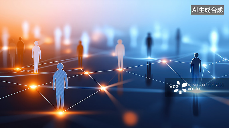 【AI数字艺术】网络连接的人际关系图图片素材