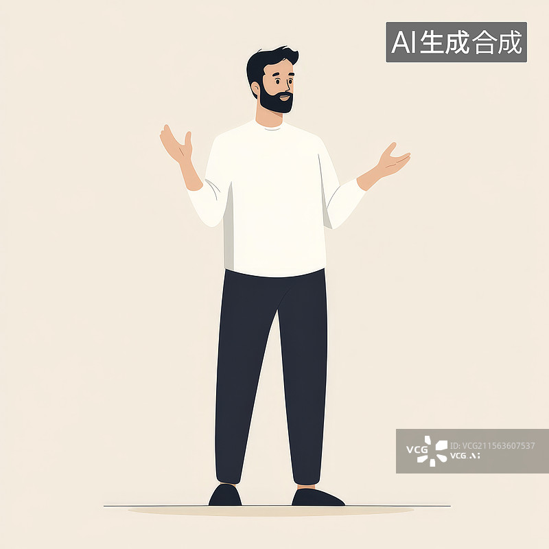 【AI数字艺术】站立的男子双手摊开图片素材