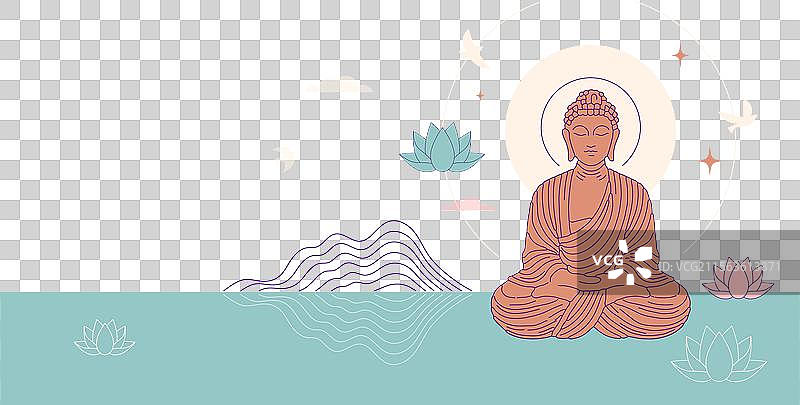 佛陀普尔尼玛卫塞节概念设计图片素材