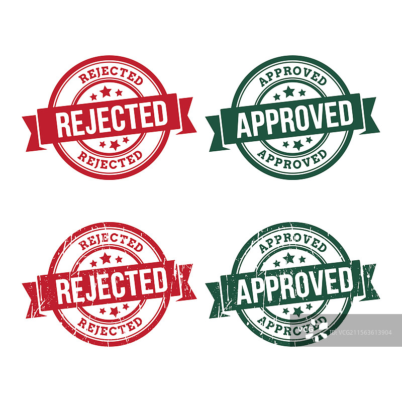 批准和拒绝的橡皮图章徽章图片素材