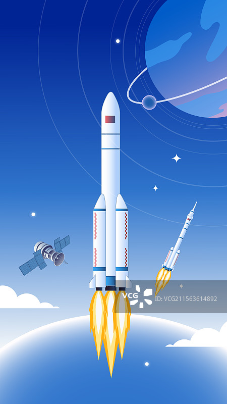 中国航天日宇航员火箭太空矢量插画图片素材