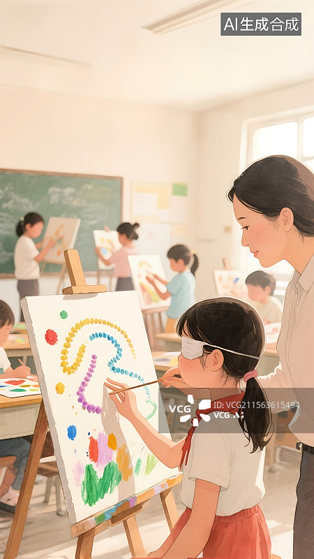 【AI数字艺术】体验盲人生活 残疾人 全国助残日 关爱残疾人 慈善 海报 背景 插画 全国爱眼日图片素材