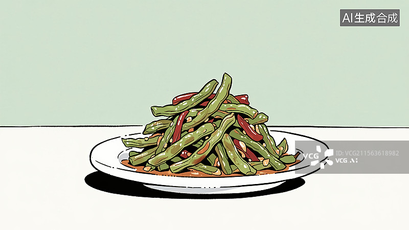 【AI数字艺术】干煸豆角，干煸四季豆图片素材