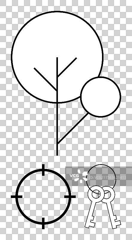 几何形状代表树的目标和图片素材