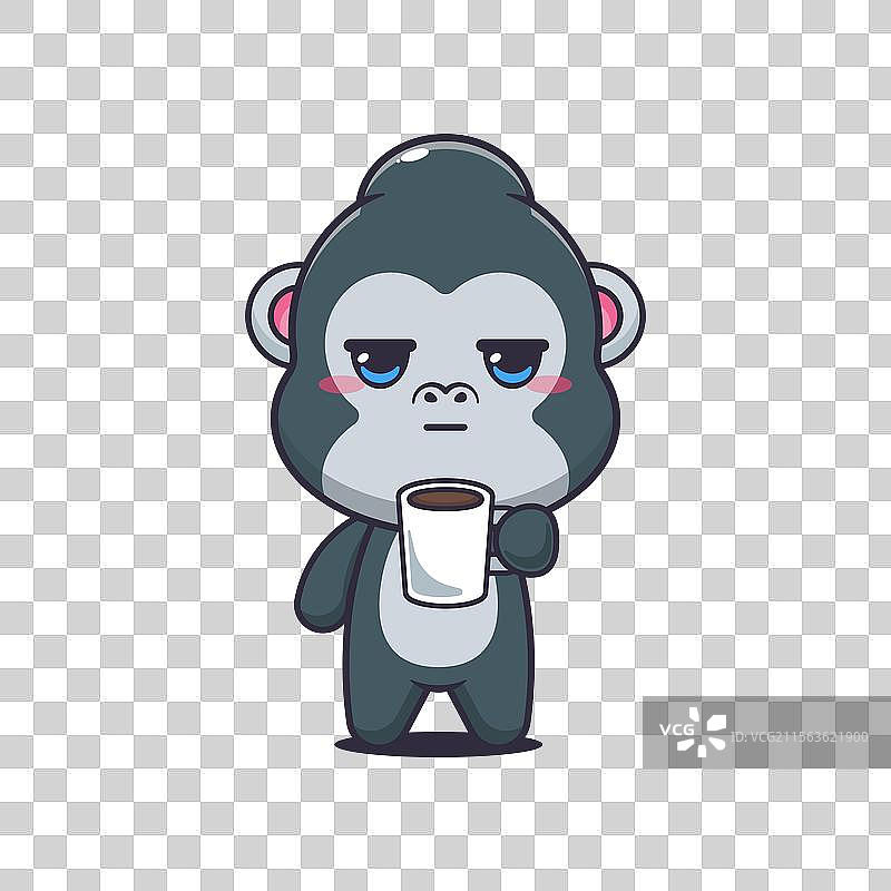 疲惫的猩猩吉祥物卡通角色图片素材