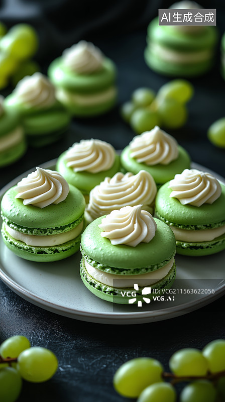 【AI数字艺术】马卡龙法式小圆饼图片素材