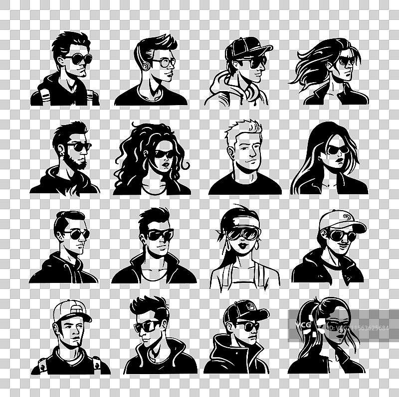 一组人脸头像图标图片素材