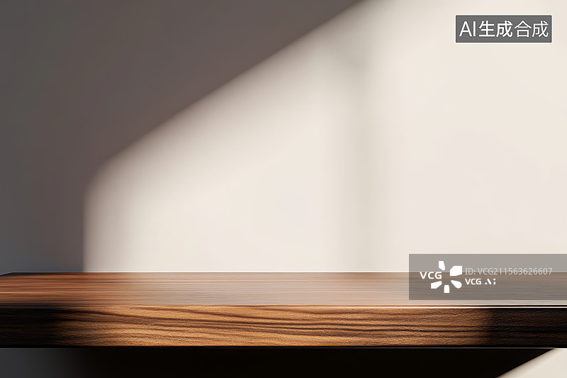 【AI数字艺术】木质桌面与光影效果图片素材