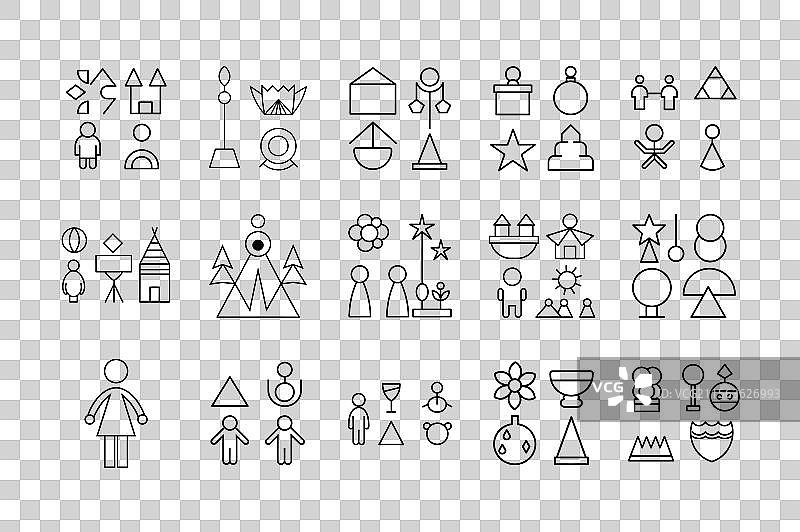 黑头鹮轮廓素描用于品牌设计图片素材