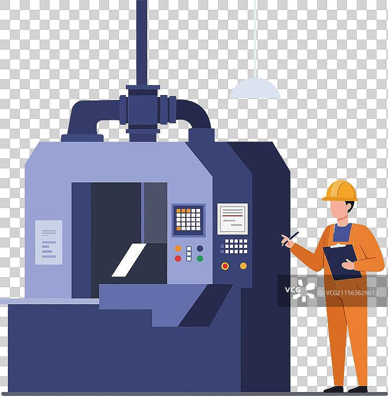 一名技术人员正在检查大型工业设备图片素材