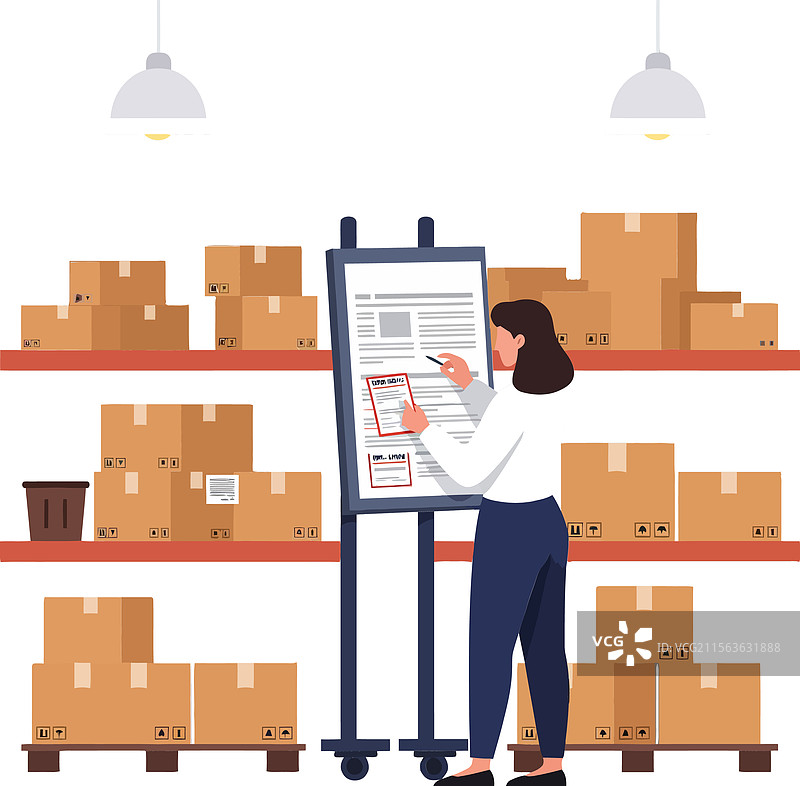 一位女性在现代仓库中管理库存图片素材