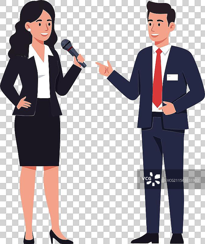 专业女性在正式场合面试一名男性图片素材
