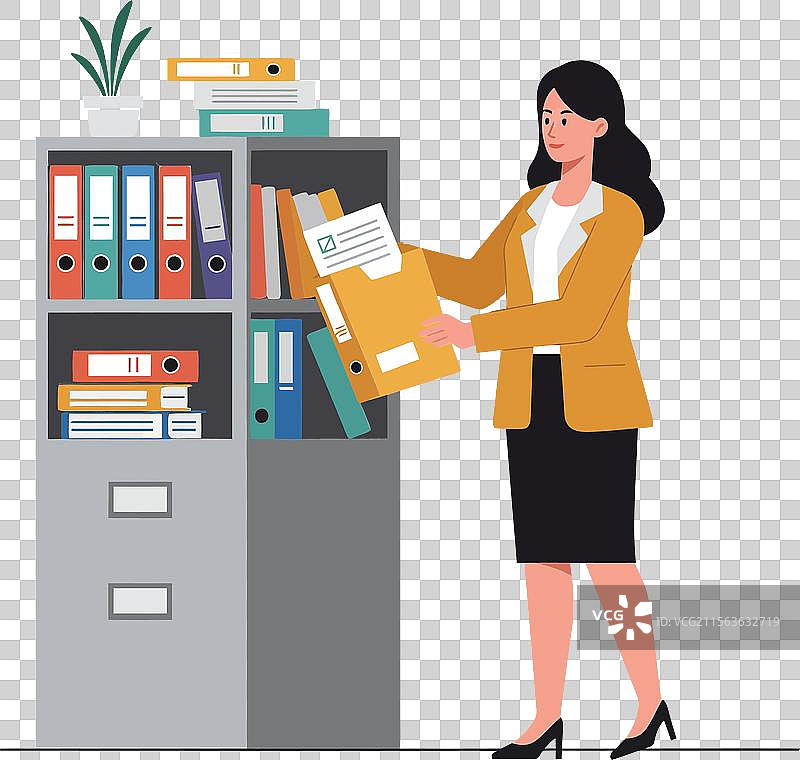 一位穿着西装的职业女性在整理文件图片素材