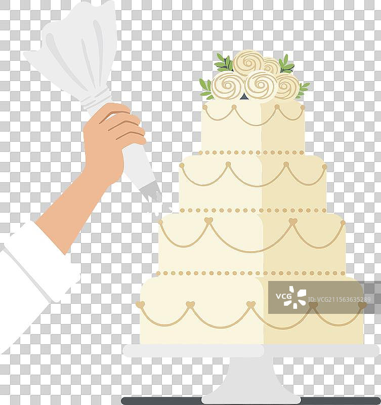 一只手优雅地装饰着多层蛋糕图片素材