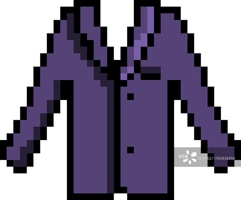 紫色夹克孤立像素艺术图标图片素材