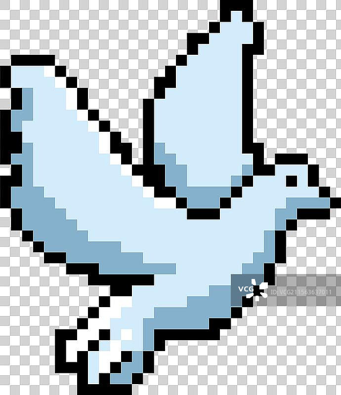 白色鸟类孤立像素艺术图标图片素材