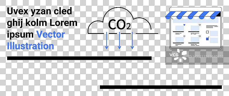 在线商店和二氧化碳云的描绘图片素材