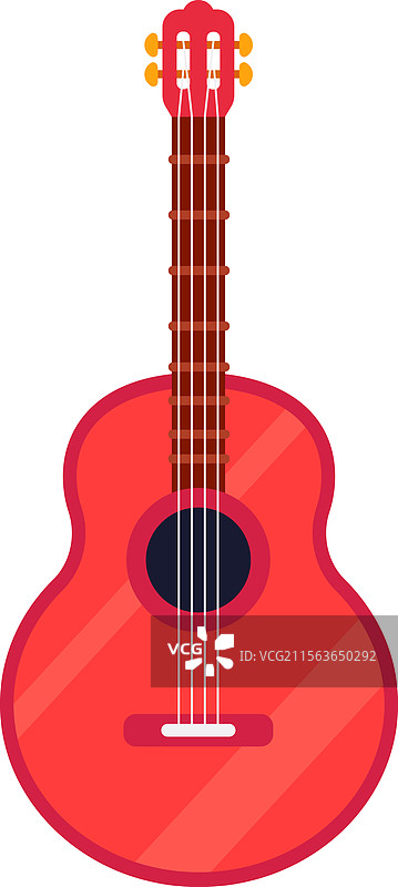 红色原声吉他孤立在白色背景上图片素材