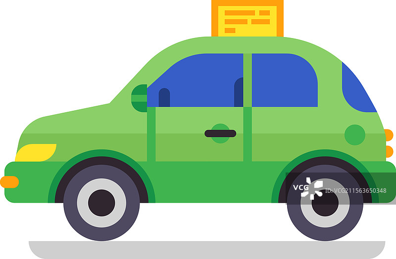 绿色出租车在等待乘客图片素材