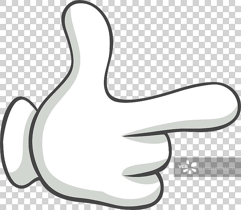 白色卡通手伸出食指图片素材