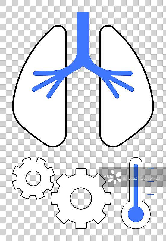 带有机械齿轮的人类肺部图片素材