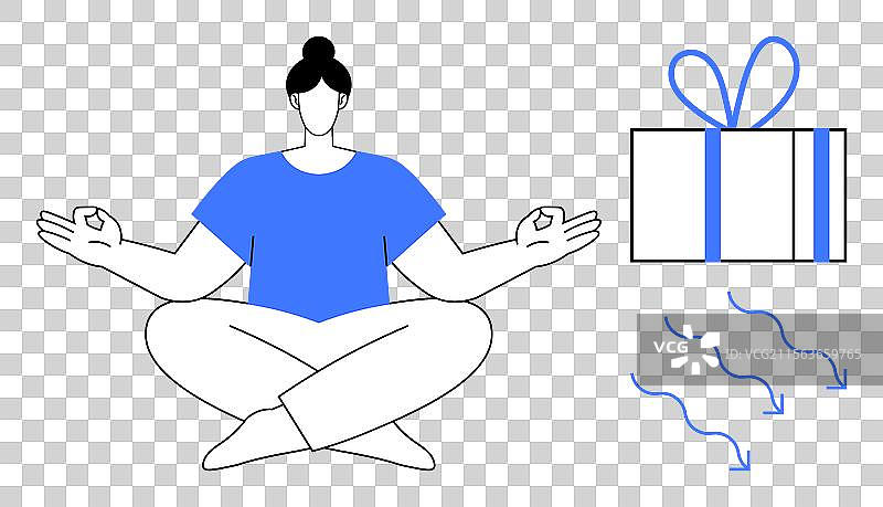 在旁边静坐的冥想者以莲花姿势放松心情图片素材