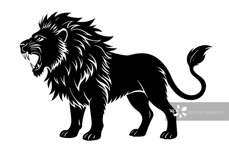 嚎叫的狮子剪影艺术图片素材