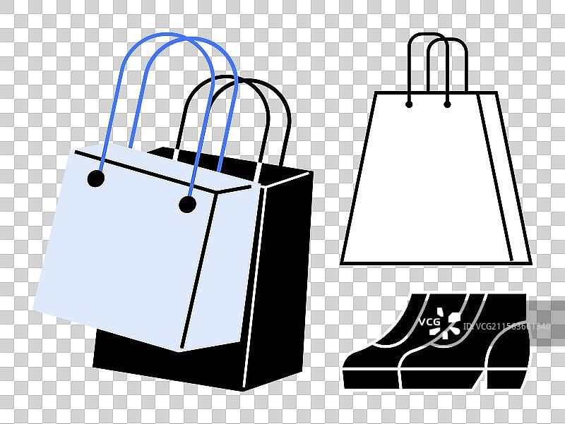 购物袋和鞋子的重点展示图片素材