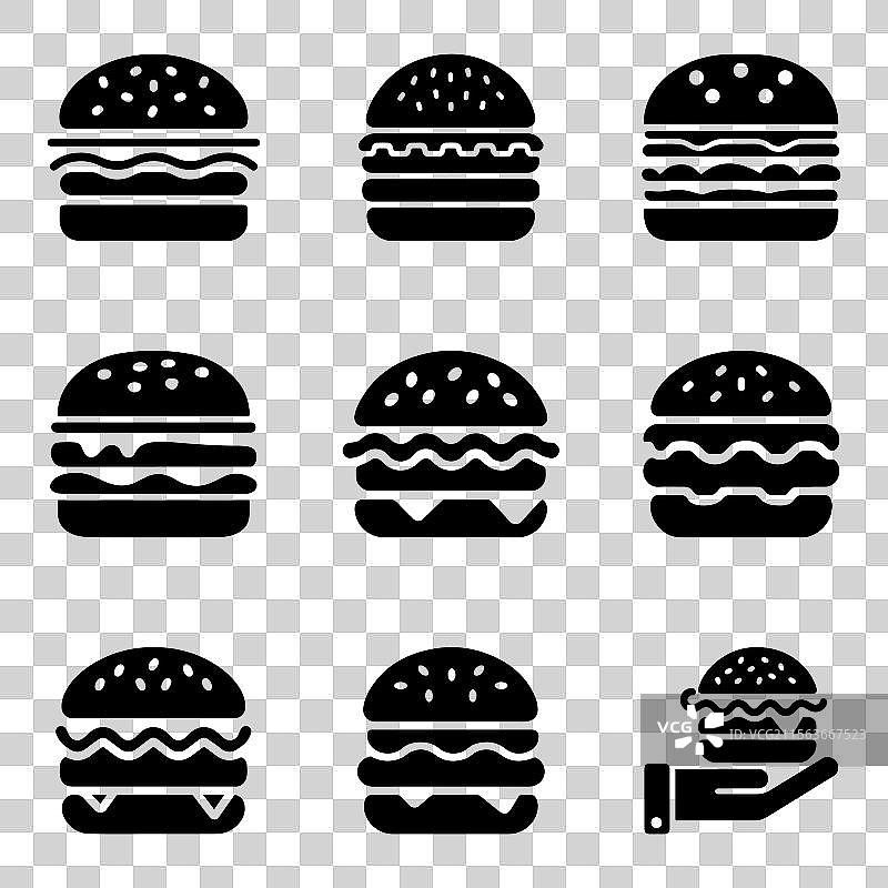 汉堡图标集，芝士汉堡符号图片素材