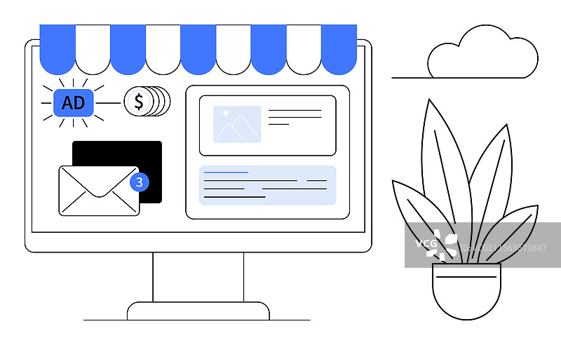 在线商业仪表板，展示广告内容图片素材