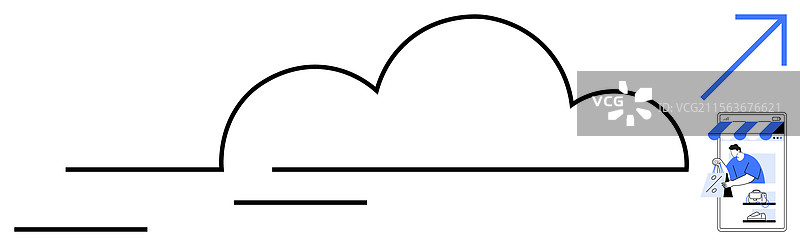 云计算概念与虚拟商店图片素材