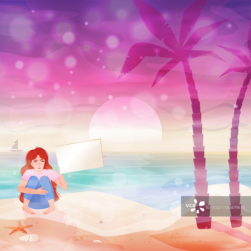 梦幻热带海滩的景象图片素材