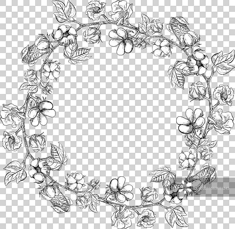 棉花是有机的，框架是圆形的，带有图片素材