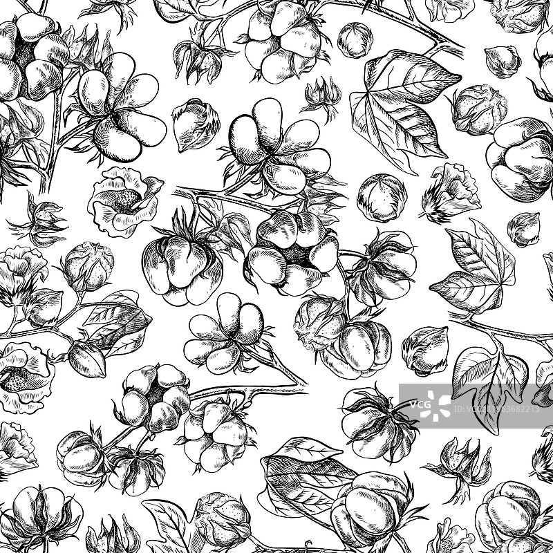 有机棉无缝黑白设计图片素材