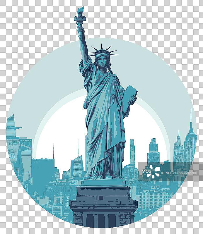 纽约市与美国自由女神像图片素材