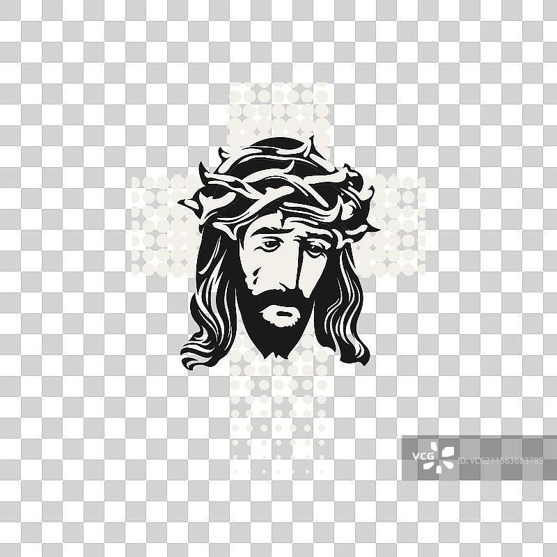 耶稣基督戴着荆棘冠冕的十字架图片素材