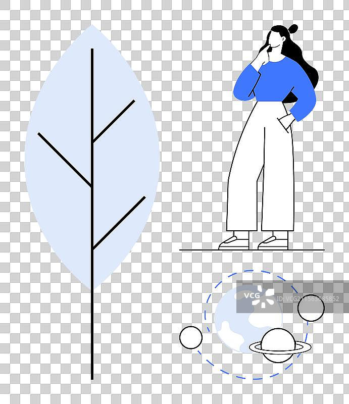 女性沉思自然与宇宙图片素材