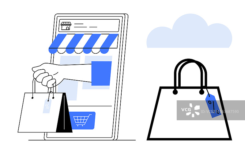 手从智能手机屏幕中伸出握住图片素材