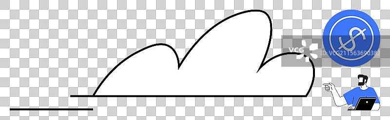 数字游牧者与笔记本电脑和云连接图片素材