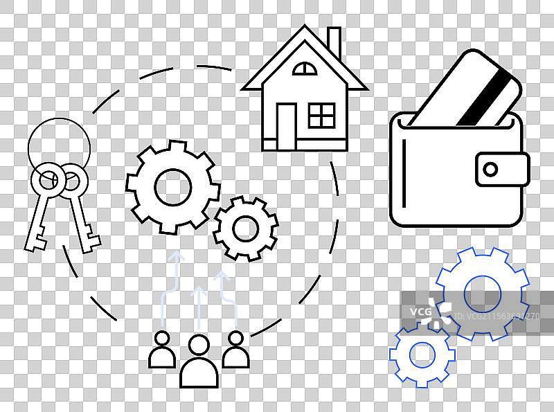 财务和房地产规划与钥匙图片素材