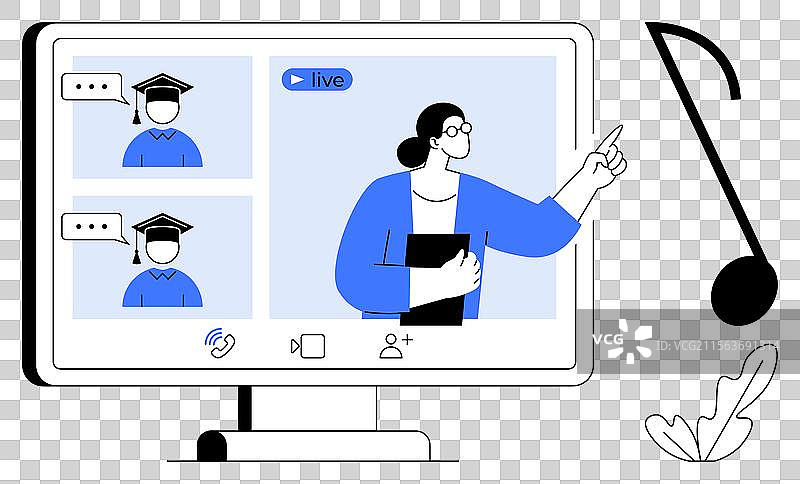 虚拟教室，讲师与毕业生们在一起图片素材