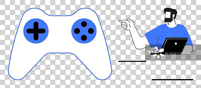 玩家一边握着手柄一边指着屏幕图片素材