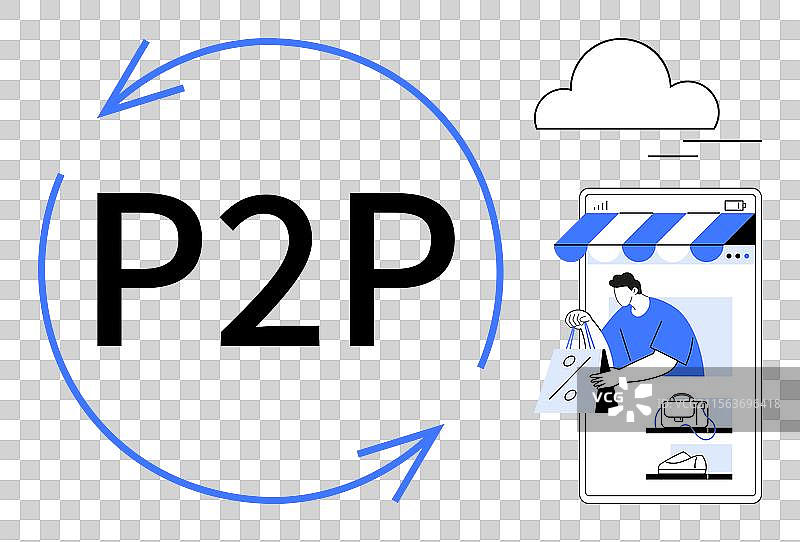 点对点在线购物概念与用户图片素材