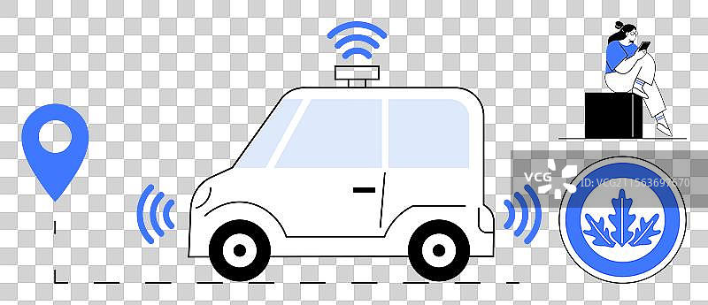 配备GPS导航的自主电动汽车图片素材