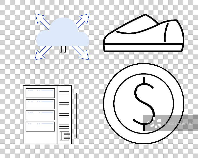 云计算网络连接鞋子和图片素材